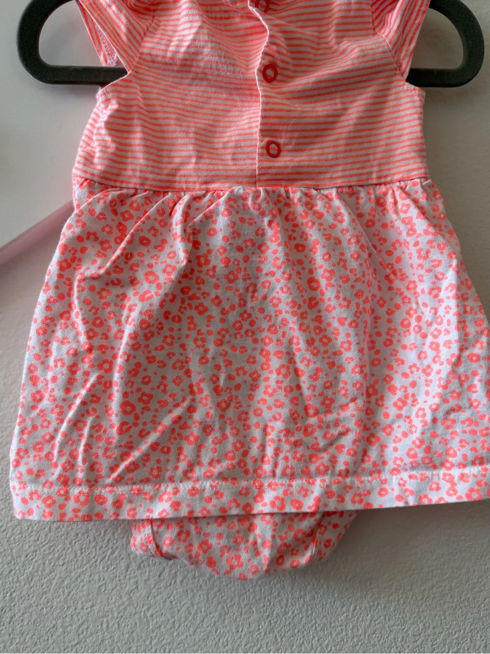 child of mine Pink & Orange Stripe and Floral Cat One-Piece